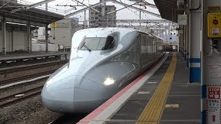 【臨時代走】JR山陽新幹線　のぞみN700系新幹線(8両編成)　福山駅到着