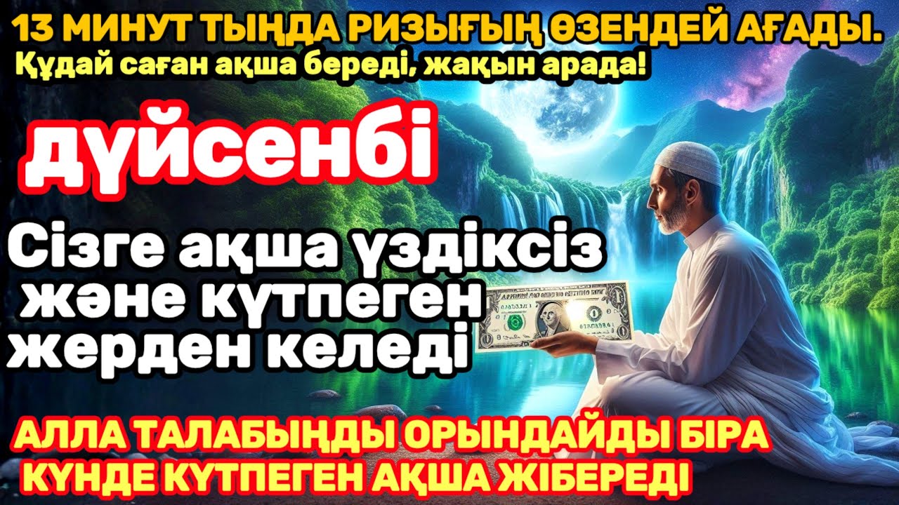 Тыңда Өте күшті дұға дүйсенбі, Алла бір күнде ойламаған ақша байлық жібереді, ризығың көбейеді 