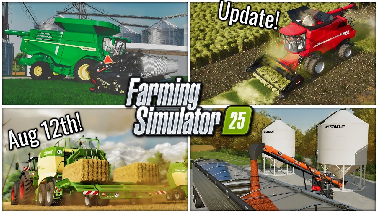 Farm Sim News - HoneyBee Headers, Swathing Updates, & Straw Harvest on August 12! | Farm Sim 25