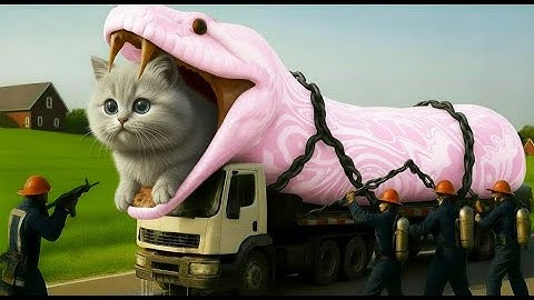 Brave Heroes Save Careless Mother Cat from Giant Python Attack After a Traffic Accident🐍