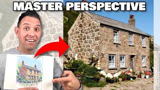 Rustic Stone Cottage in 2-Point Perspective | Loose & Accurate Urban Sketching