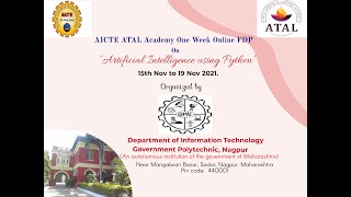 Day 4 Session I AICTE ATAL Academy Online FDP on Artificial Intelligence using Python 20211118 0436