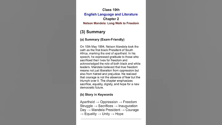 Nelson Mandela Long Walk to Freedom Class 10th Summary, Story Explanation English Chapter 2