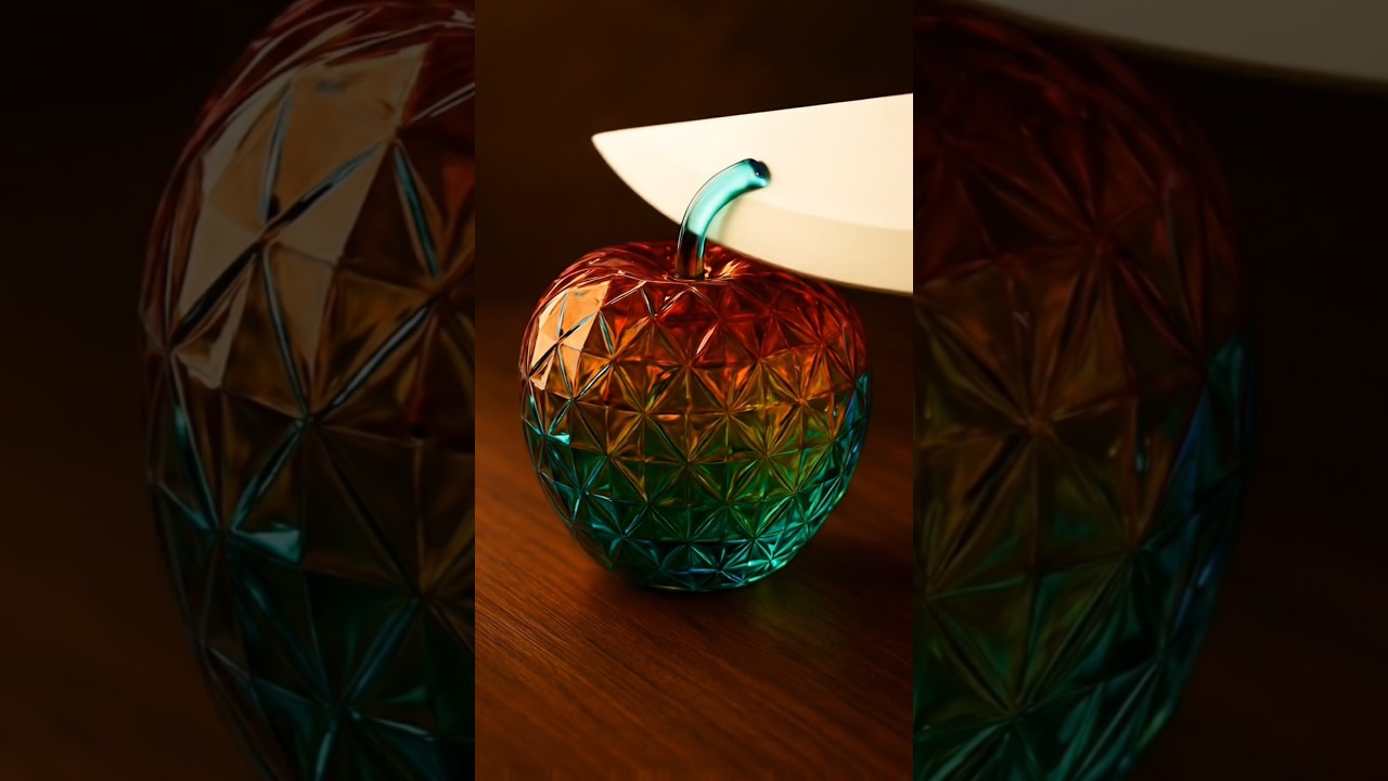 Rainbow Crystal Apple Cutting ✨ So Satisfying cutting! 😱 