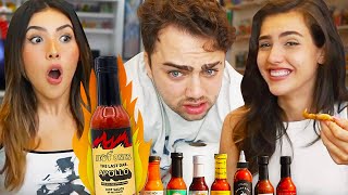 Sisters Expose My DMs Whilst Eating Spicy Wings... (Hot Ones Challenge)