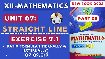 XII Maths | Unit 07 | Ex 7.1 | Part 03 | Straight Line | New Book Sindh TextBook Board |