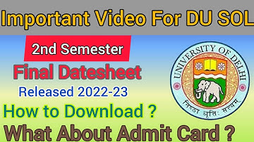 DU SOL 2nd semester final datesheet released 2022-23