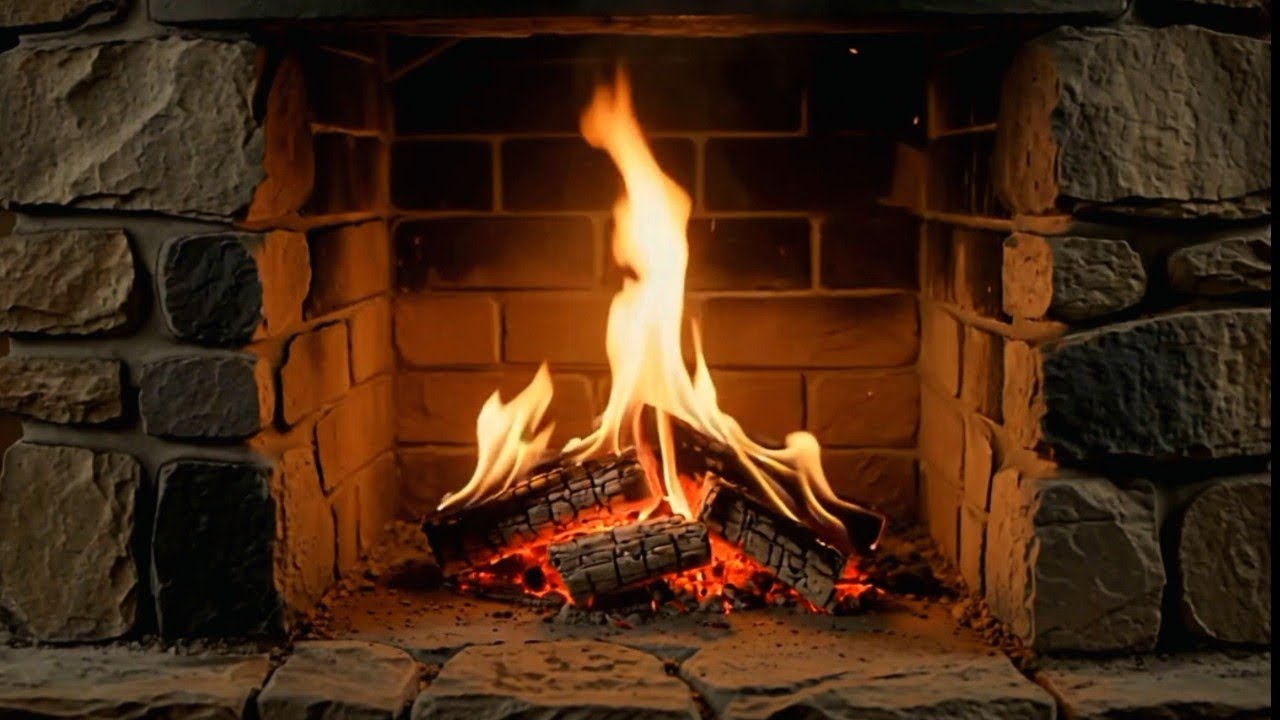🔥 FIREPLACE (1 HOURS) Relaxing Fire Burning Vidio & Crackling Fireplace Sounds