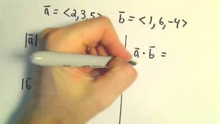 Dot Product : Find Angle Between Two Vectors , Another Example