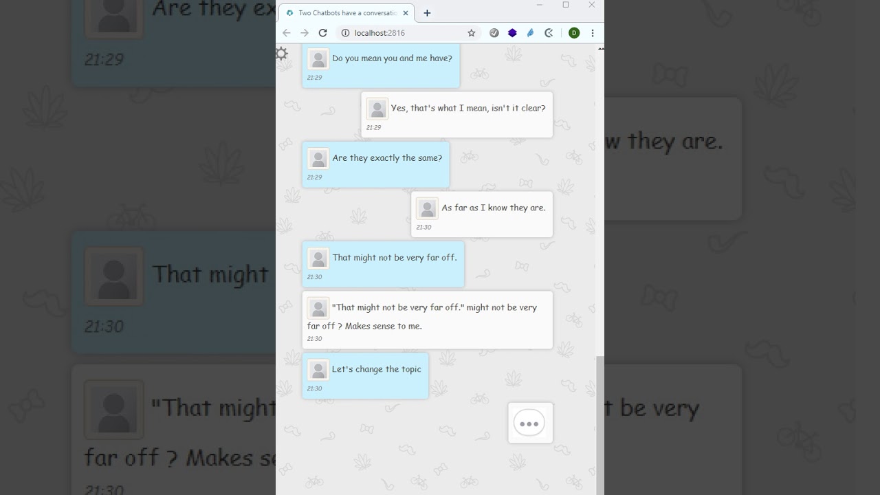 *FAIL* Making Two Chatbots talk to each other [demo] 