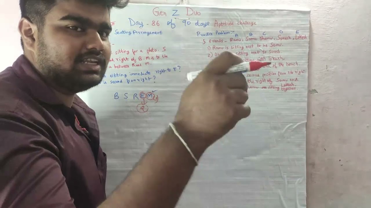 Day 86 of 90 Days Aptitude Challenge 🔥- Linear Seating arrangement Topic 🙌 in tamil 