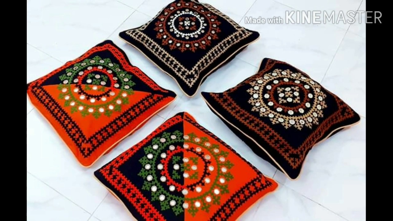 Latest hand stitch pillow cover/kushun cover design YouTube