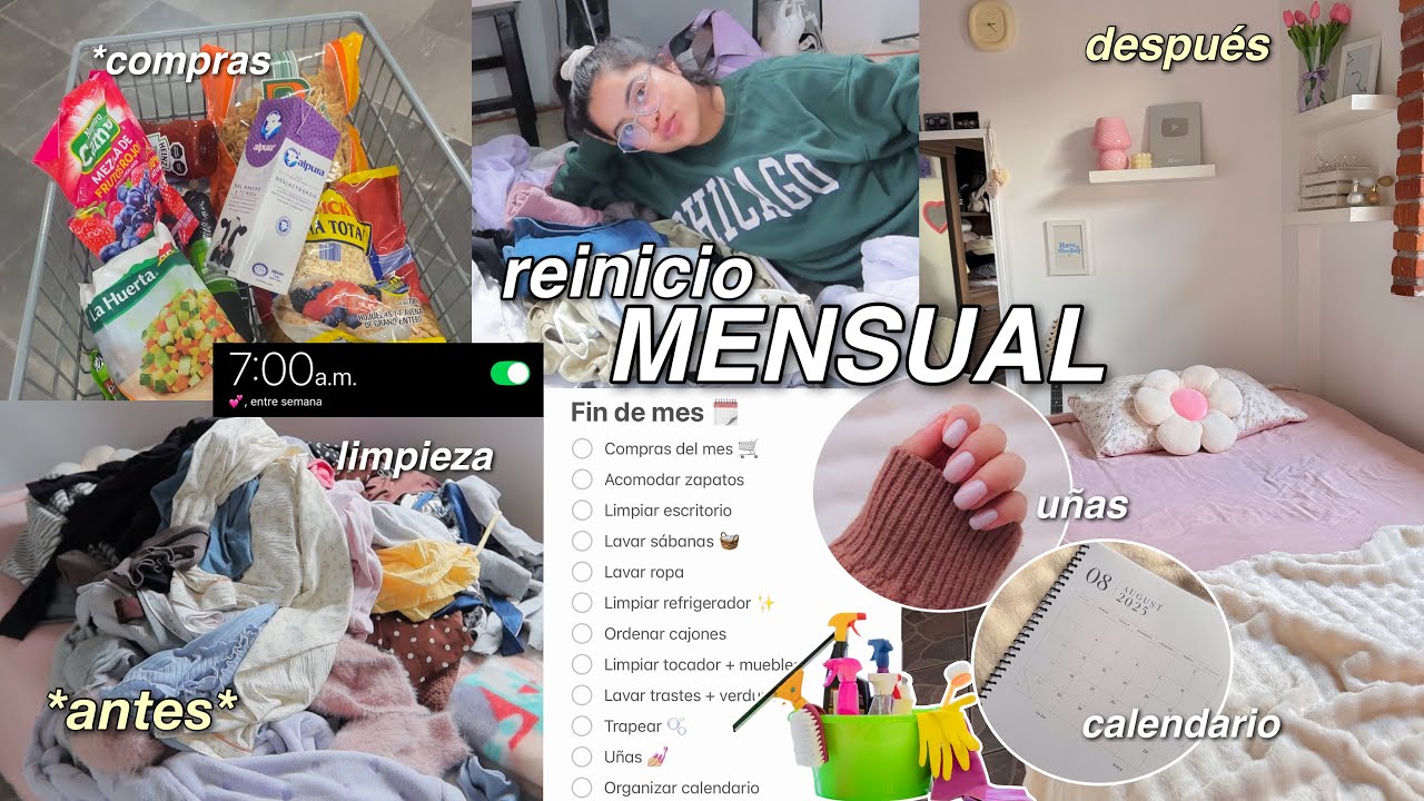 ¡MI RUTINA DE ORGANIZACIÓN MENSUAL!🫧Sé productivo conmigo (limpieza profunda, compras + limpieza) 🧺✨