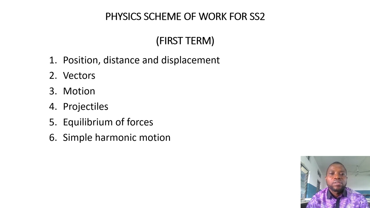 PHYSICS SCHEME OF WORK FOR SS2