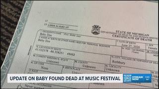 Death certificate reveals new details after baby found dead at music festival