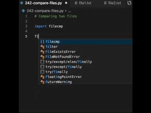 To compare files, you can use the "filecmp" module with its function "cmp".