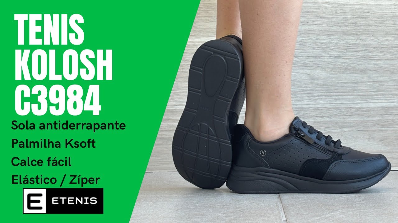 Tênis feminino Kolosh C3984 leve confortável Ksoft Preto