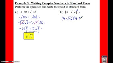PC: 2.4 Notes: Example 5 - Write Complex Numbers in Std Form
