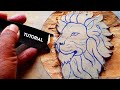 Lion face wood carving  tutorial  teak wood carving