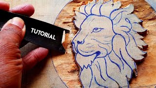 lion face wood carving | Tutorial | Teak wood carving