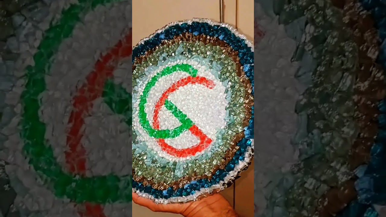 Best out of waste.Used broken tempered tinted glasspieces 