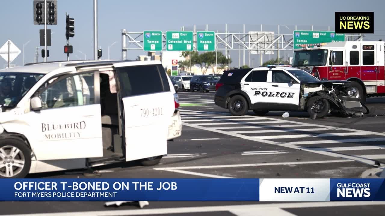Fort Myers police officer injured in intersection crash - YouTube