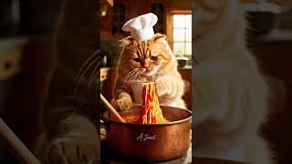 Spaghetti Cat’s Gourmet Moment 🍝#shorts