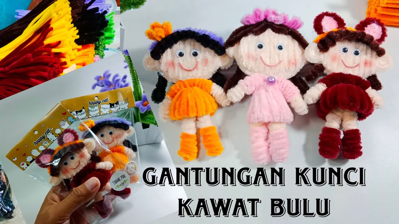 Cara membuat gantungan kunci dari kawat bulu//how to make pipe Cleaner keychain