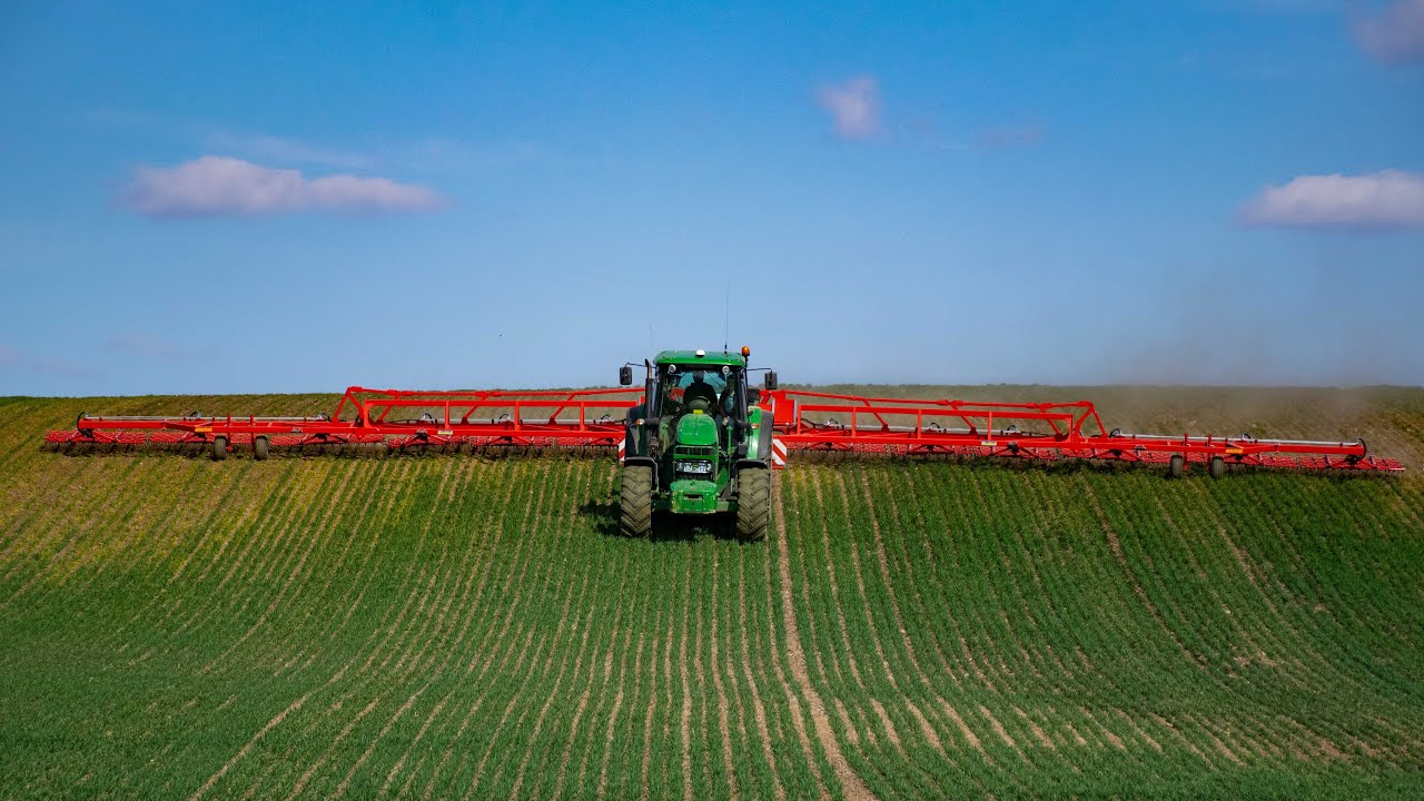 Agroservis Višňové- Vláčení 2020- John Deere 6830 Premium & Einböck Aerostar 2400 (24m)