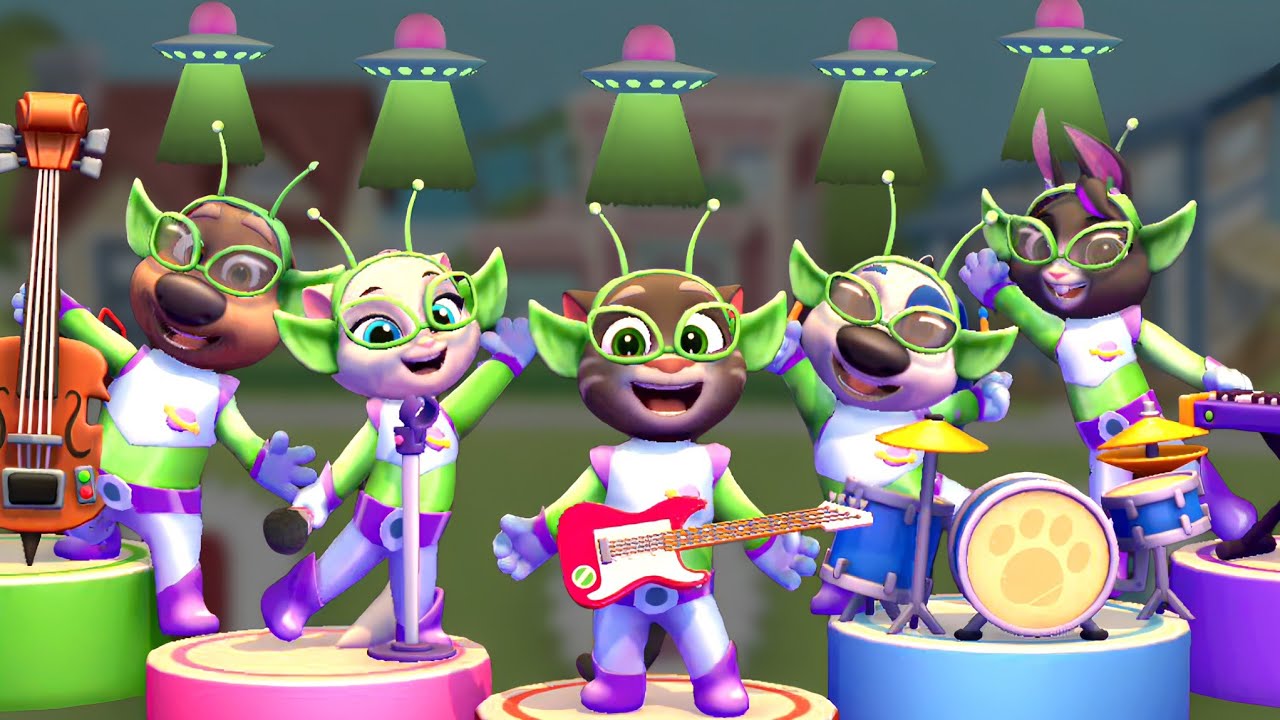 Rock Stars in My Talking Tom Friends 2 Halloween update Aliens Costumes unlocked Gameplay 