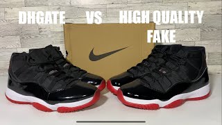 AIR JORDAN 11 BRED DHGATE VS HIGH QUALITY FAKE COMPARISON REVIEW