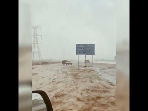 أمطار غزيرة مفرق قصيبا شمال بريدة سريع القصيم حائل 