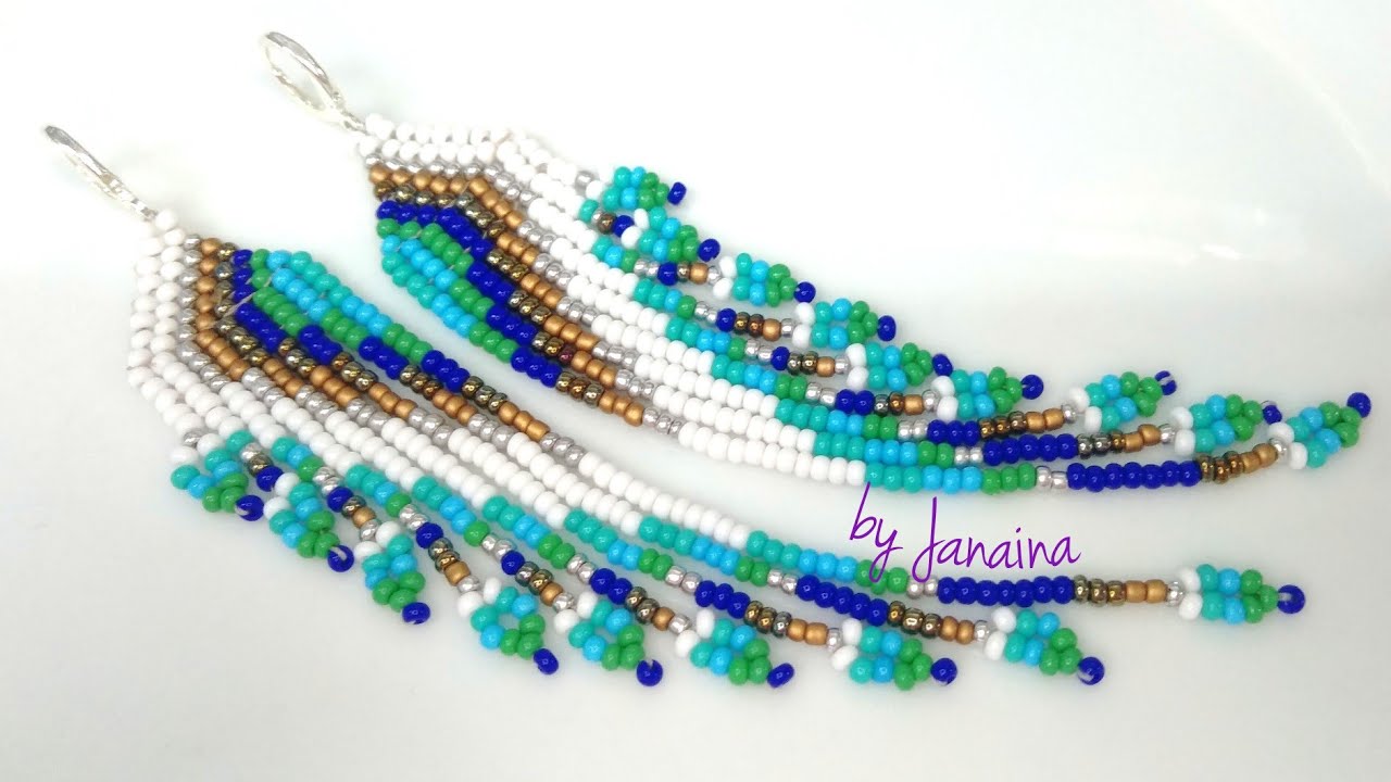 Brinco de franja de miçanga @Sandraveracruz