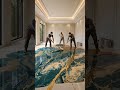 Luxury Dark Teal & Gold Metallic Epoxy Floor | Stunning Marble Flooring Design | Mirror Gloss Finish