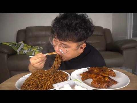 음식이 식기전에 짜파게리3봉+자메이카롱다리 먹방. Mukbang