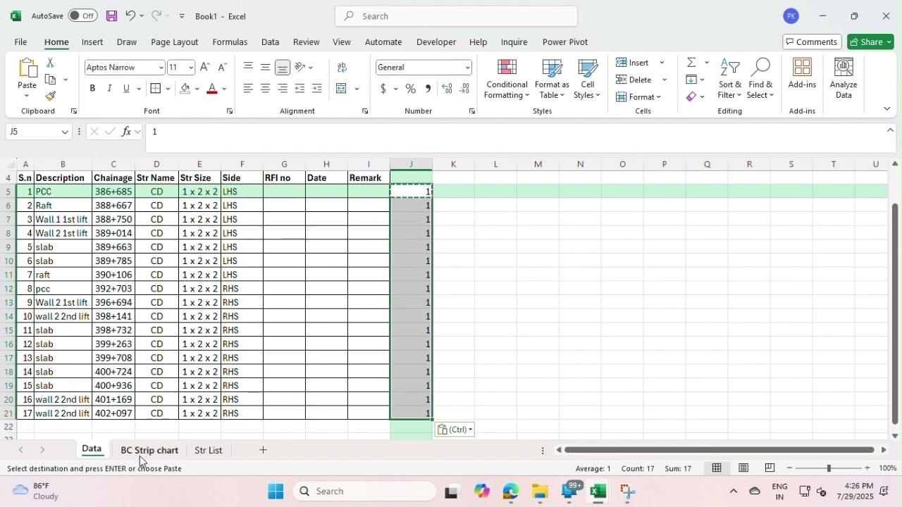 Box Culvert Strip Chart in Excel | Highway Projects | Civil Engineering Tool structure chart