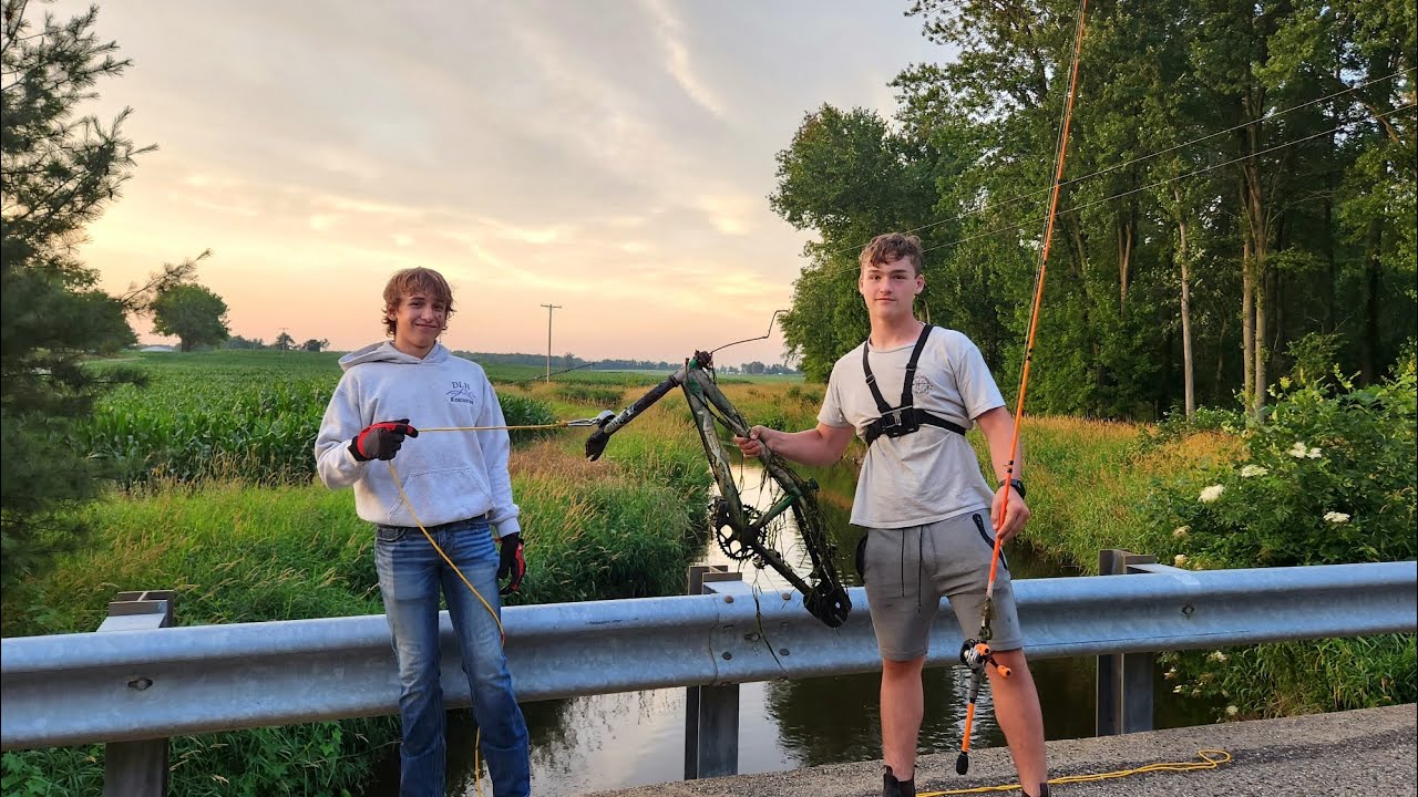 Bass fishing and magnet fishing in a loaded river