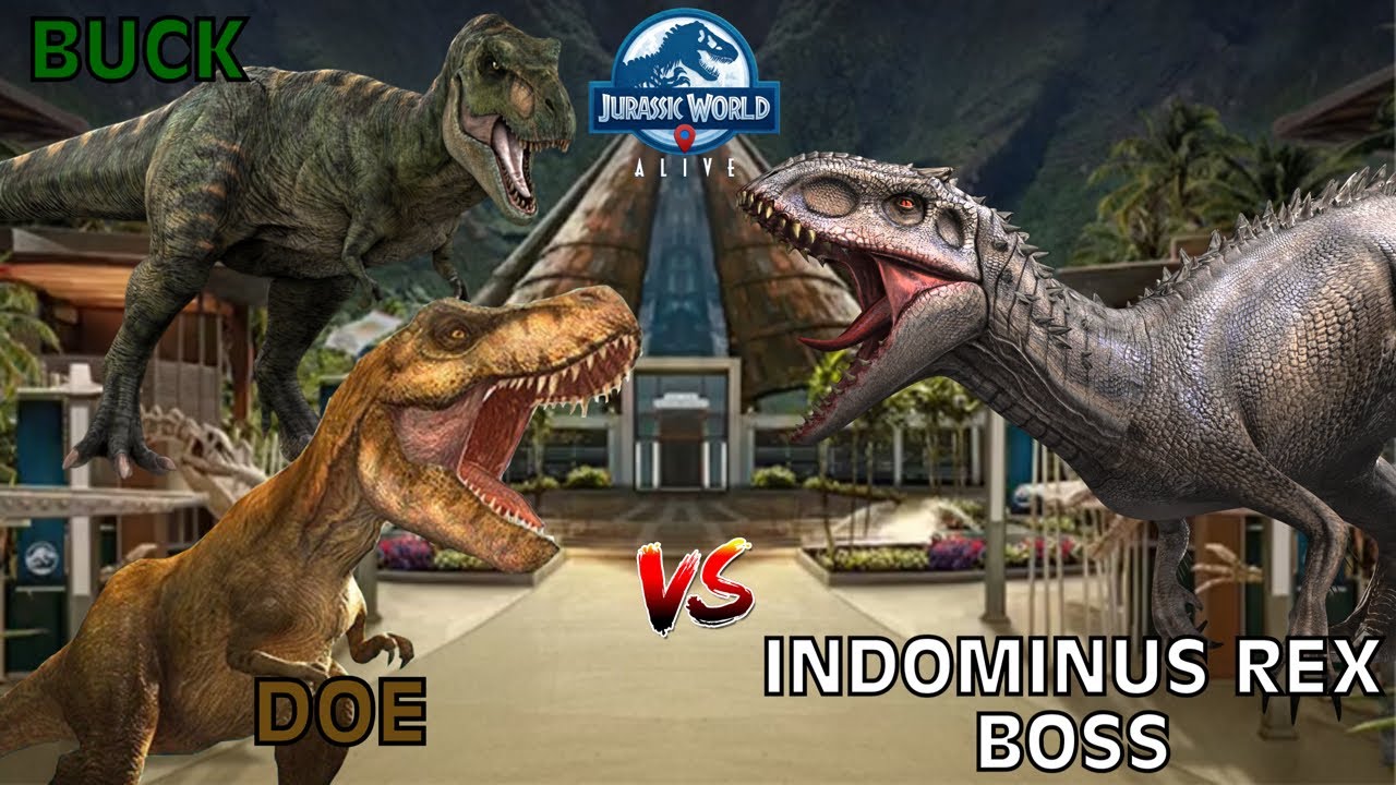 Buck & Doe vs Indominus Rex Boss - Jurassic World Alive - YouTube
