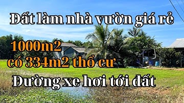 Đất Cần Giuộc. Diện tích 1000m2, có 334m2 thổ cư đường xe hơi, gần quốc 50, khu đông dân cư, giá rẻ.