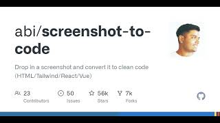 GitHub - abi/screenshot-to-code: Drop in a screenshot and convert it to clean code (HTML/Tailwind...