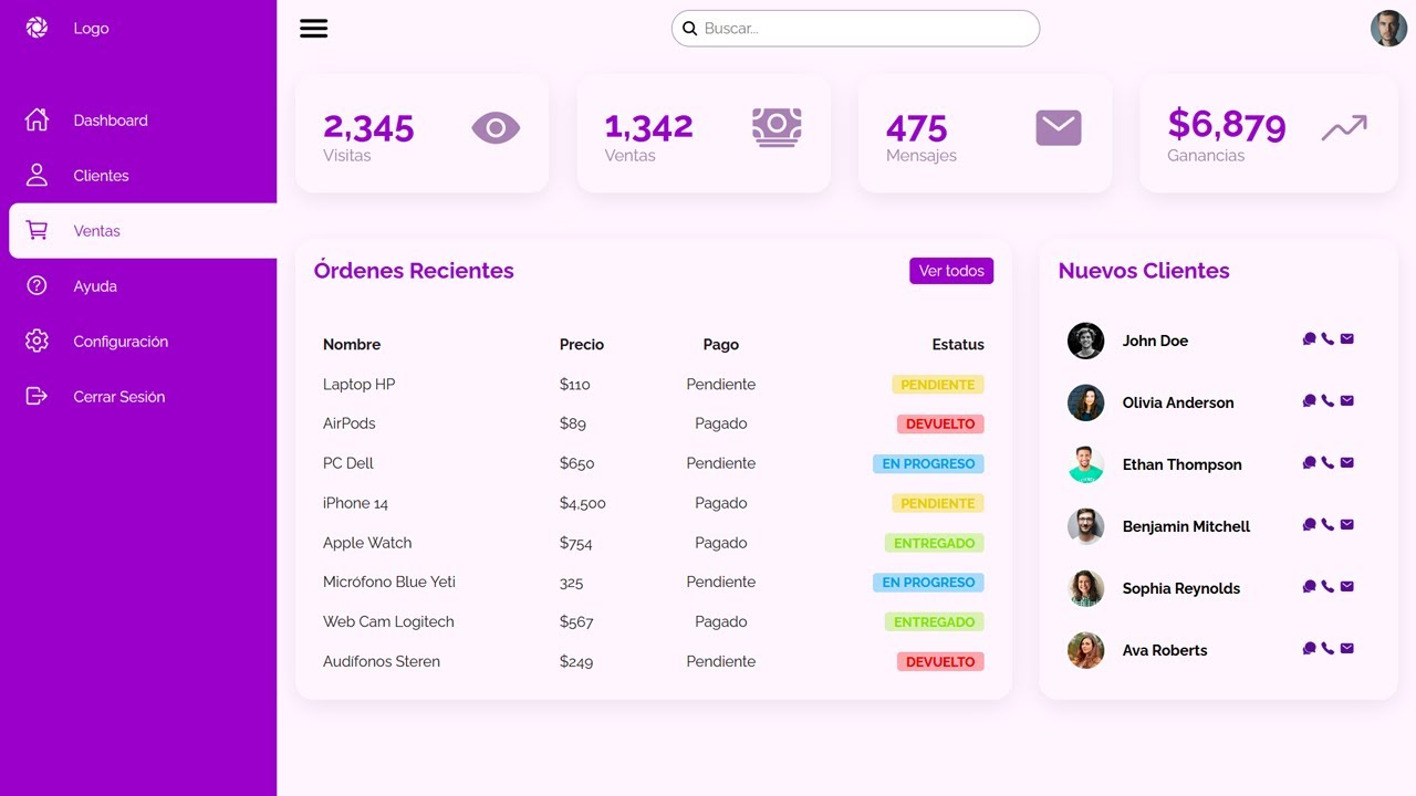 Construye un ADMIN DASHBOARD RESPONSIVE | Tutorial HTML, CSS y ...
