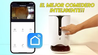 Comedero automático para Perros Cámara Inteligente WiFi con Audio bidireccional de 6L Funciona con  Alexa y Google Home dispensador de Comida visión Nocturna App Smart Life 