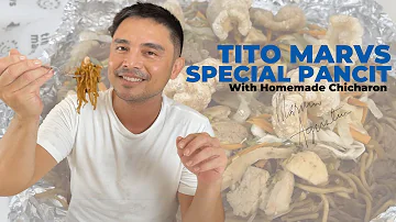 Tito Marvs Special Pancit with Homemade Chicharon