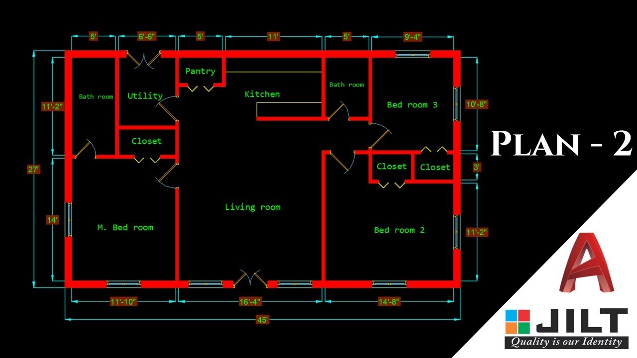 Making a Simple Floor Plan  2  in Autocad  2019 YouTube