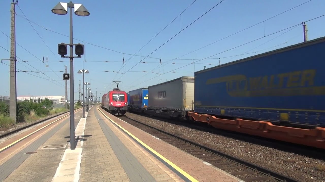 2021 - AT - TX Logistik (ELL) and ÖBB 193 locos with container intermodal trains in Gramatneusiedl