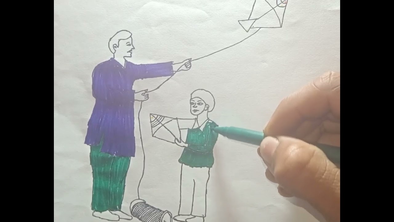 Drawing makarsakar। And  kite 🪁 esake  and calr  drawing 