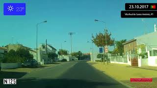 Driving through Algarve (Portugal) from Castro Marim to Vila Nova de Cacela 23.10.2017 Timelapse x4