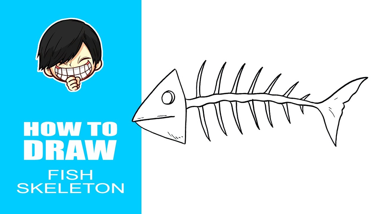 How to draw Fish Skeleton 