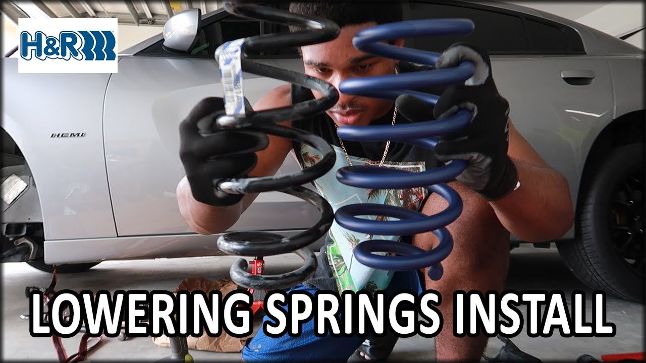 Installing H&R Lowering Springs on my 2018 Dodge Charger - YouTube