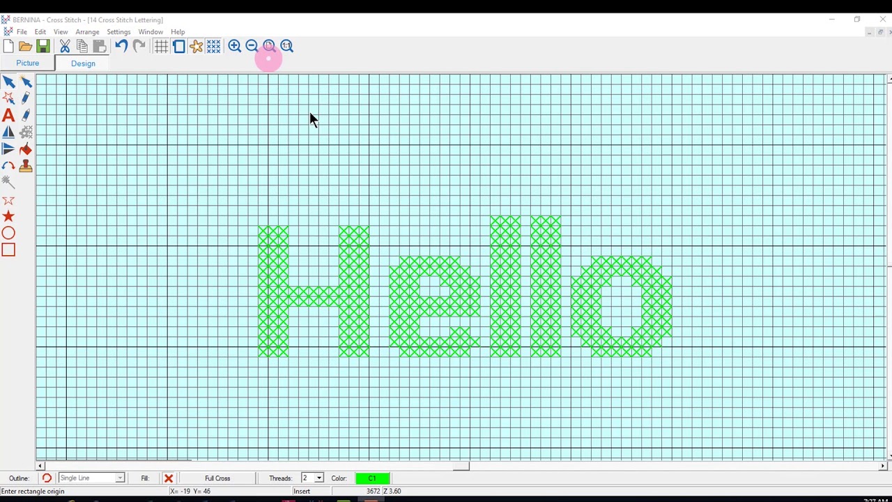22.14 Master BERNINA Embroidery Software 8 Cross Stitch Lettering